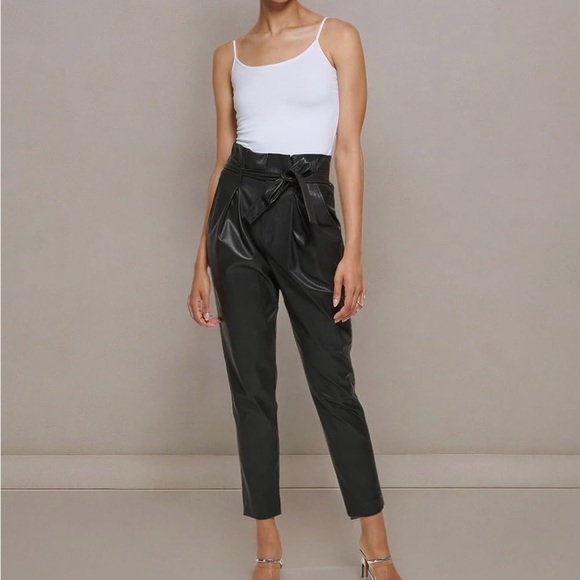 Dkny Pants - New DKNY Black pleather paper bag waist pants.  14 New with tags